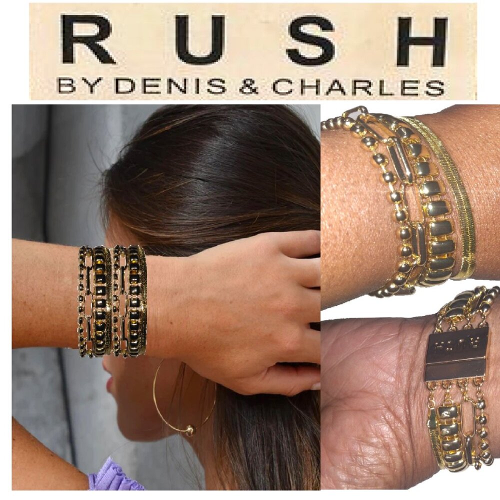 RUSH 4 in 1 Gold Cuff Bangle Bracelet